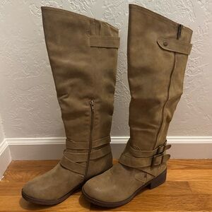 Taupe Brown Knee High Boot Combat Riding Size 10 Shoe Dazzle Neely‎ New Casual